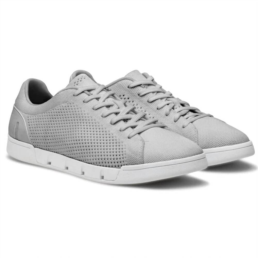 NEW SWIMS men's breeze tennis knit sneaker in light gray/white